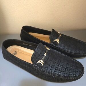 Royal Shoes Men's Driving Loafers 10.5 Black Textured Moccasin